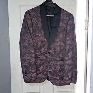 Egara Black and Purple Patterned Tuxedo Jacket